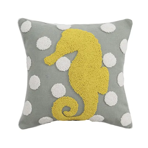 Nordic Marine Style Throw Pillow Cover Cotton Linen Gray Cushion Cover With Embroidery Starfish Letter For Home Decor
