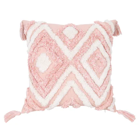 Bohemian Geometric Tufted Cushion Cover Pink Tassels Throw Pillow Case Soft Home Decor For Sofa Living Room