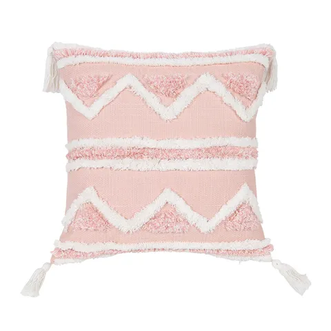 Bohemian Geometric Tufted Cushion Cover Pink Tassels Throw Pillow Case Soft Home Decor For Sofa Living Room