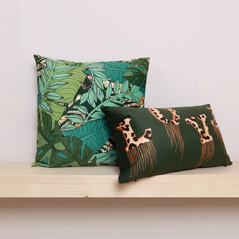 Tropical Jungle Animal Printed Throw Pillow Cover Decorative Leopard Leaf Sofa Cushion Cover Without Insert Home Decor