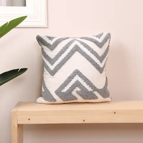 Modern Minimalist Geometric Loop Velvet Embroidered Cushion Cover Retro Striped Tufted Pillowcase For Sofa Home Decor