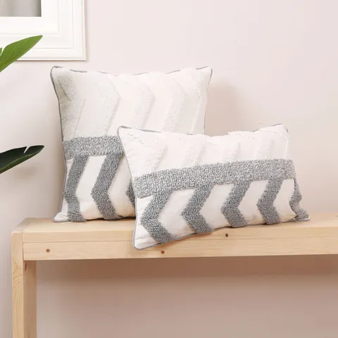 Modern Minimalist Geometric Loop Velvet Embroidered Cushion Cover Retro Striped Tufted Pillowcase For Sofa Home Decor