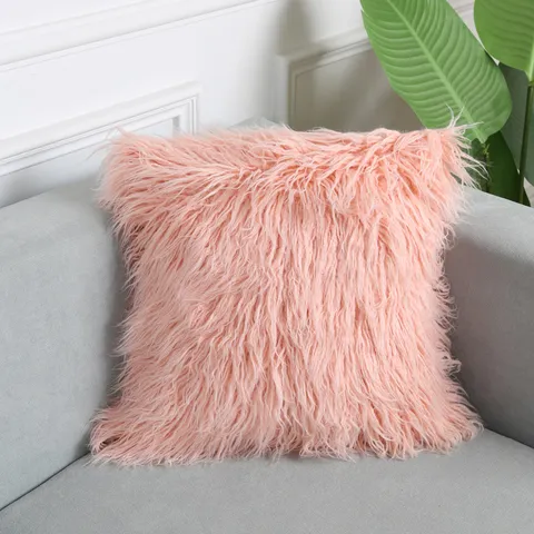 Nordic Style Long Plush Pillow Cover Solid Color Fluffy Cushion Case Soft Faux Fur Pillowcase For Sofa Home Decor