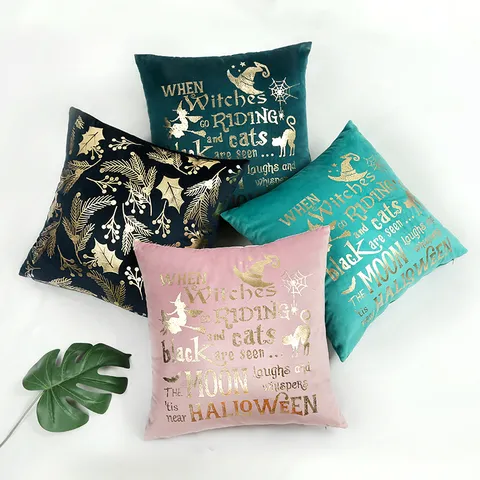 Velvet Hot Stamping Letter Throw Pillow Cover Decorative Cushion Case For Sofa Bed Living Room Modern Luxury Home Decor