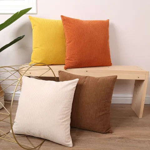 Modern Minimalist Striped Cushion Cover Decorative Corduroy Square Pillow Case For Home Living Room Bedroom Sofa