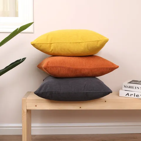 Modern Minimalist Striped Cushion Cover Decorative Corduroy Square Pillow Case For Home Living Room Bedroom Sofa