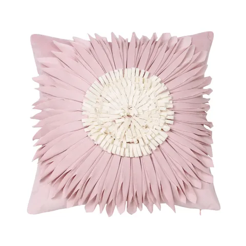 Pink 3D Floral Throw Pillow Cover Modern Luxury Velvet Flower Decorative Pillowcase For Sofa Bed Home Decor