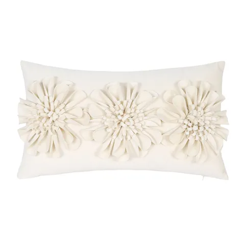 White Velvet 3D Floral Throw Pillow Cover American Light Luxury Retro Decorative Cushion Case For Living Room Sofa