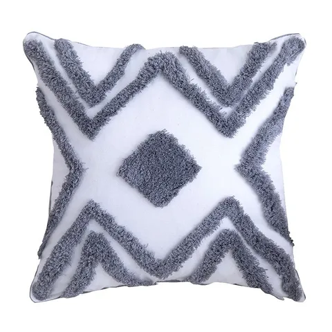 Funda de Cojín Tufted Geométrica Nórdica Algodón Bordado Funda de Almohada Decorativa Para Sofá de Sala Decoración