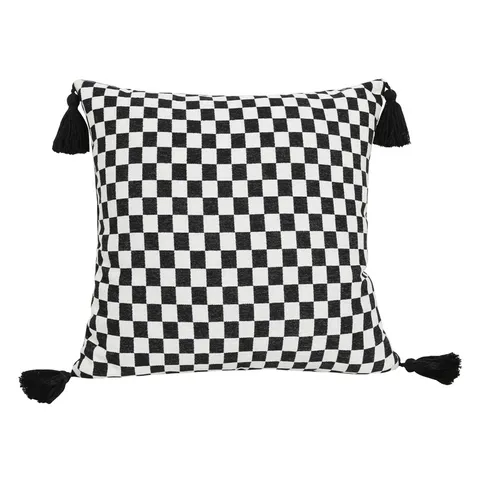 Chenille Throw Pillow Cover Minimalist Black And White Geometric Grid Decorative Cushion Cover Living Room