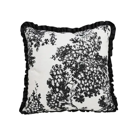 Chenille Throw Pillow Cover Minimalist Black And White Geometric Grid Decorative Cushion Cover Living Room