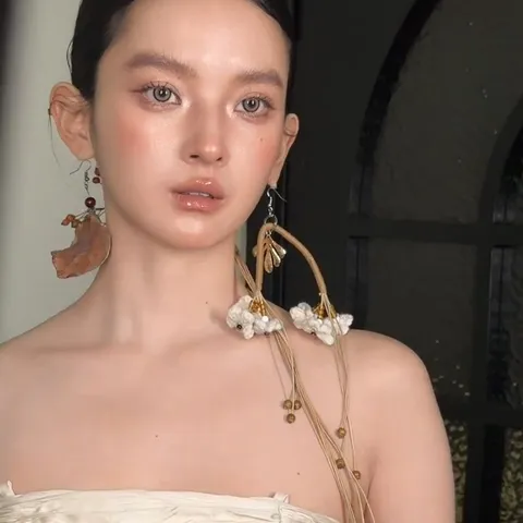 Vintage Literary Alloy Artificial Pearl Long Tassel Drop Earrings With 925 Sterling Silver Earring Post Niche Dried Flower Floral Geometric Earrings For Women Jewelry