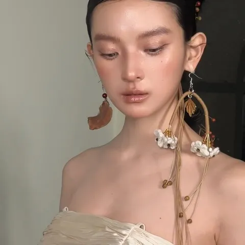 Vintage Literary Alloy Artificial Pearl Long Tassel Drop Earrings With 925 Sterling Silver Earring Post Niche Dried Flower Floral Geometric Earrings For Women Jewelry