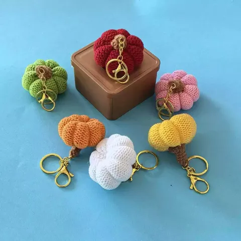 Handgemaakte Gebreide Wol Pompoen Sleutelhanger Leuke Gehaakte Pompoen Hanger Tas Bedel Halloween Cadeau Accessoire
