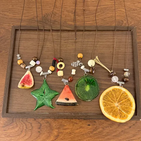 Handmade Fruit Slice Resin Pendant Long Sweater Chain Necklace For Women Summer Dopamine Style Niche Design Holiday Jewelry Gift Accessory