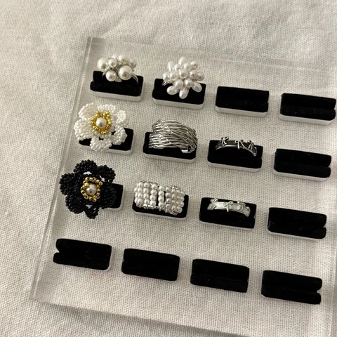 Koreanischer Ins-Stil Künstliche Perle Blume Offener Ring Personalisierte Zierliche Linie Schleife Fingerring Für Damen Schmuck Geschenk