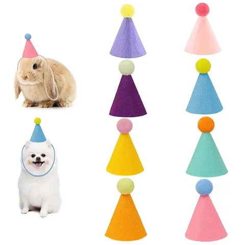 Mehrfarbiger Haustier Geburtstag Hut Bunte Filz Kegelhüte Bommel Top Kleine Tiere Kopfbedeckung Für Katzen Hunde Hasen Festliches Party Zubehör