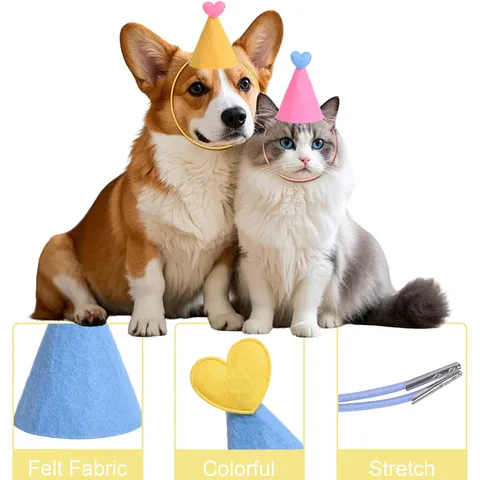 Haustier Geburtstag Hüte Filz Kegel Hut Mit Herz Dekoration Für Katzen Hunde Kaninchen Party Kopfschmuck Kostüm Zubehör
