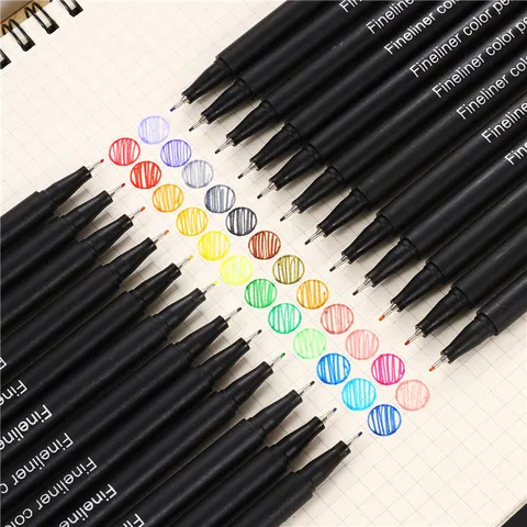Juego de Rotuladores de Colores Fineliner Punta Fina 0.4mm Bolígrafos de Dibujo para Niños Artistas Bocetos Suministros de Arte para Escuela Oficina