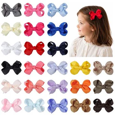 Handmade Polyester Grosgrain Ribbon Bow Hair Clips For Girls Kids Multi Color Butterfly Duckbill Clip Hair Accessories