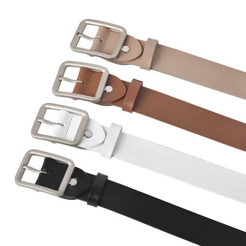Women's Genuine Leather Belt Fashion Minimalist Metal Square Buckle Waist Belt Casual Daily Commute Accessories