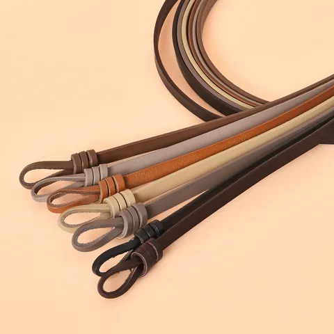 Women's Minimalist Genuine Leather Thin Belt Fashion Casual Dress Waist Belt Adjustable Knotted Skinny Belt Accessories