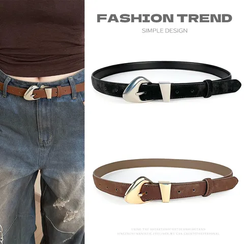 Women Genuine Leather Belt Retro Casual Cowhide Waistband With Alloy Pin Buckle For Jeans Dresses Fashion Accessories