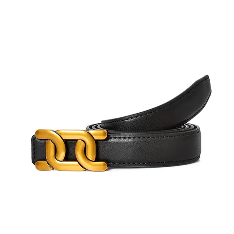 Cintura in Vera Pelle da Donna Moda Fibbia a Catena in Metallo Crosta di Pelle Cintura Casual Per Jeans Abiti Quotidiano