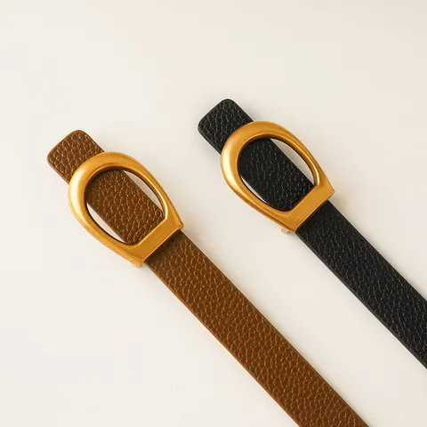 Women's Genuine Leather Belt Vintage Distressed Metal Buckle Casual Commute Waist Belt Retro Fashion Accessories