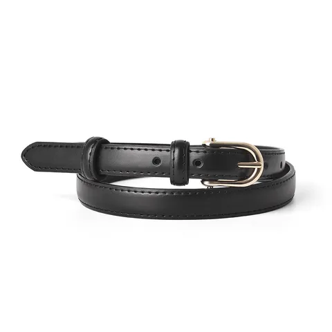 Minimalist Genuine Leather Women Belt D-Shaped Alloy Pin Buckle Casual Versatile Thin Waist Belt For Jeans Dresses Fashion