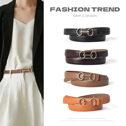 Minimalist Genuine Leather Waist Belt For Women Elegant Metal Buckle Casual Dress Jeans Belt Fashion Waistband
