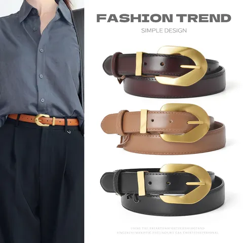 Ceinture en Cuir Décontractée pour Femmes Style Rétro Vintage Avec Boucle en Métal Ceinture Élégante pour Pantalon Jean