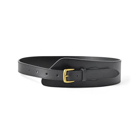 Women Genuine Leather Belt Fashion Vintage Metal Pin Buckle Wide Waist Cinch Strap For Dress Coat Clothing Accessories