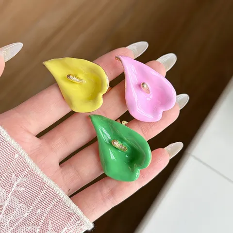 Niche Enamel Calla Lily Adjustable Ring Fashion Alloy Heart Evil Eye Parrot Rabbit Flower Open Finger Ring For Women Jewelry Gift