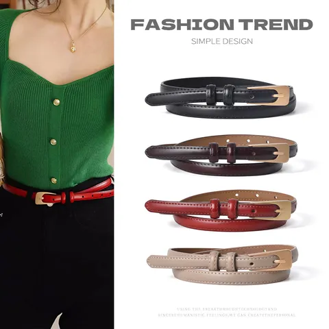 Ceinture en Cuir pour Femmes Minimaliste Décontracté Polyvalent Boucle à Ardillon Métallique pour Robe Manteau Pull Accessoires de Taille