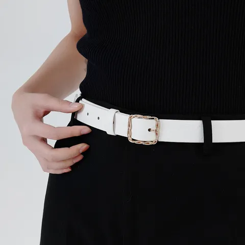 Dames Mode PU Leden Riem Gewatteerd Geborduurd Kettingversiering Veelzijdig Elegante Tailleband Voor Jurk Jeans