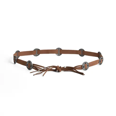 Bohemian Retro Ethnic Style Tassel Waist Belt Women Fashion Slimming PU Leather Waist Chain Dress Accessories