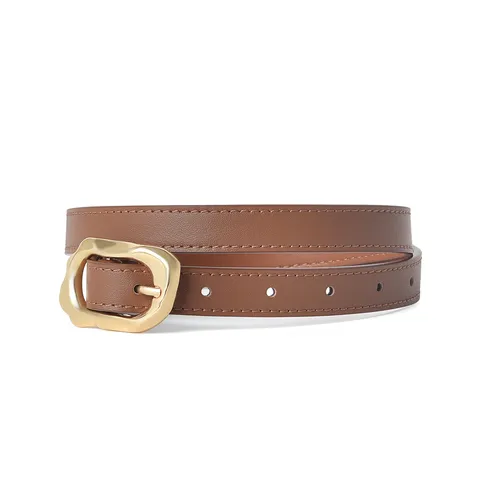Women's Genuine Leather Thin Belt Retro Casual Metal Pin Buckle Dress Belt Fashion Waistband For Jeans Pants