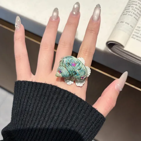 Bohemian Ozean Stil Muschel Schnecke Ringe Für Damen Vintage Design Seeschel Strass Einstellbar Offener Ring Sommer Strand Schmuck Geschenk