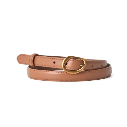 Women's Genuine Leather Belt Retro Business Casual Slim Waist Belt With Irregular Metal Buckle For Jeans Skirts Pants Fashion Accessories