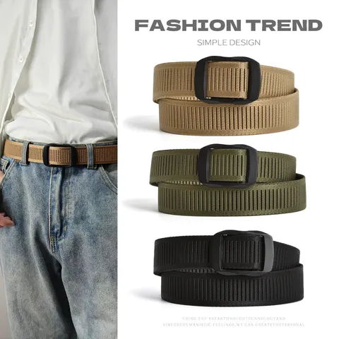 Men Tactical Nylon Belt Adjustable Casual Outdoor Training Belt Smooth Buckle Multifunctional Waist Belt For Men