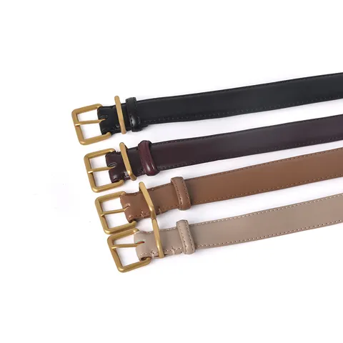 Women Retro Genuine Leather Belt Minimalist Casual Suit Pants Belt Alloy Pin Buckle Daily Fashion Waist Accessories