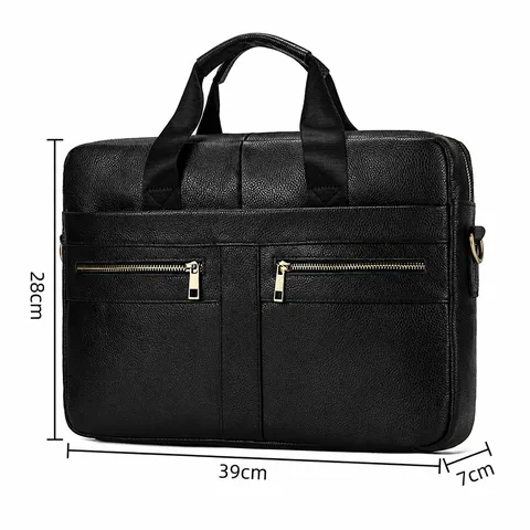 Men's Genuine Leather Briefcase Top Layer Cowhide Business Laptop Bag Handbag Single Shoulder Crossbody Bag