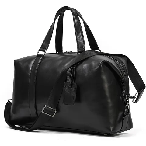 Genuine Leather Mens Travel Bag Large Capacity Business Duffel Bag Retro Sports Fitness Handbag Luggage Bag