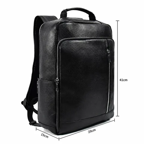 Men Business Leather Backpack Waterproof 16 Inch Laptop Bag USB Charging Commuter Casual Genuine Cowhide School Bookbag