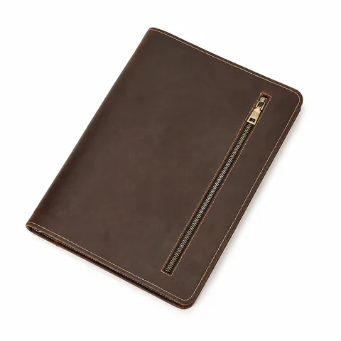 Men's Vintage Genuine Leather Clutch Bag Business A4 Document Folder Large Capacity Tablet Protective Sleeve Portfolio Bag