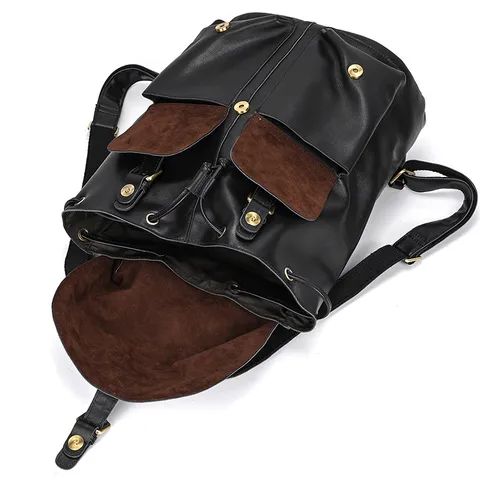 Genuine Leather Backpack Men Women Vintage Casual Travel Bag Top Layer Cowhide Laptop School Rucksack
