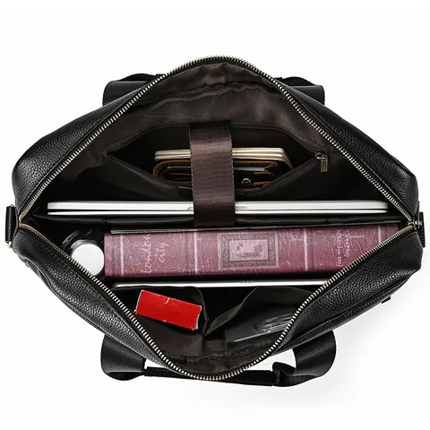 Men's Genuine Leather Briefcase Top Layer Cowhide Business Laptop Bag Handbag Single Shoulder Crossbody Bag