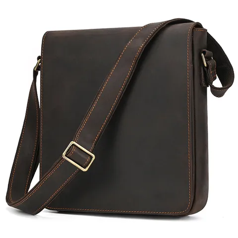 Bolso Bandolera de Cuero Genuino Vintage para Hombre Gran Capacidad Bolso Mensajero Crossbody Negocios Casual Retro Piel de Vaca