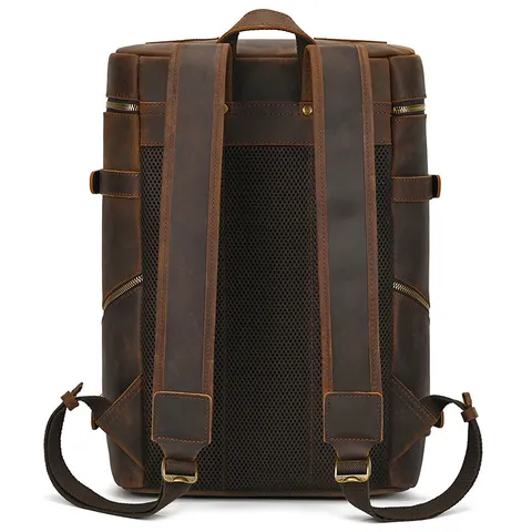 Vintage Genuine Leather Backpack For Men Large Capacity Crazy Horse Leather Travel Business Commuting Laptop Backpack